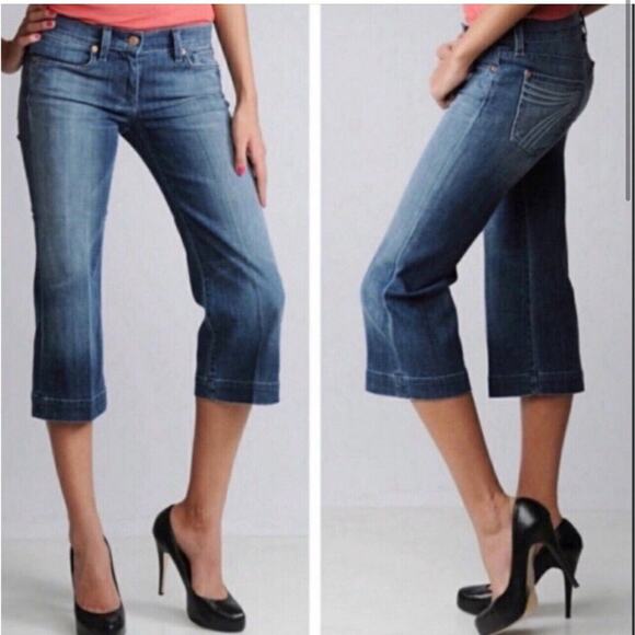 7 For All Mankind 7FAMK DOJO Crop Capri Jeans 28 Blue Casual Trendy Mid Rise - Picture 8 of 8